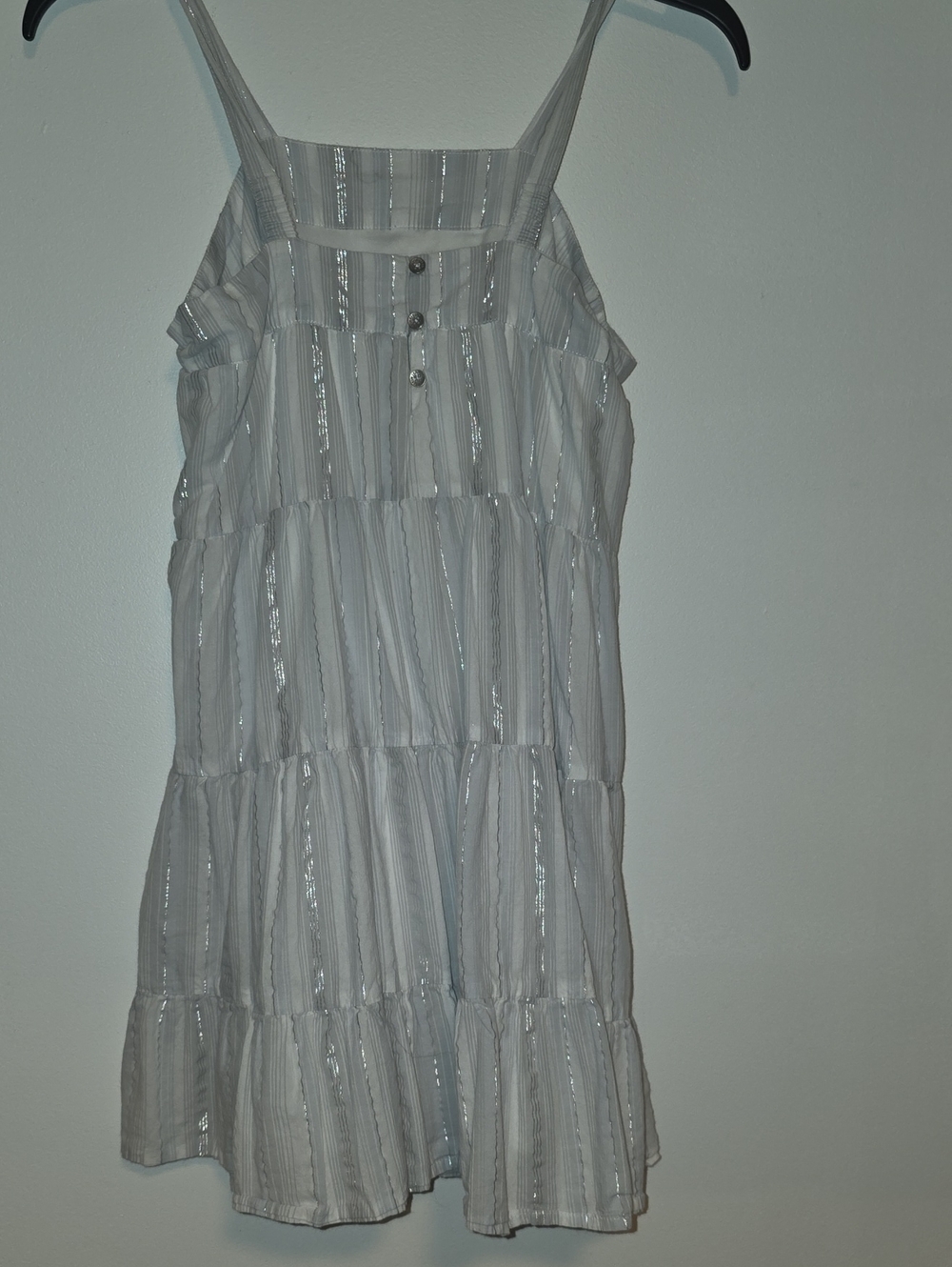 Calvin Klein Jeans White and Light Blue Striped Tiered Sundress
